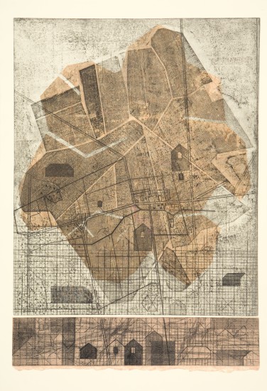 4. Mappa VIII, etching, soft ground, chine-collé, 70 x 50, 2017